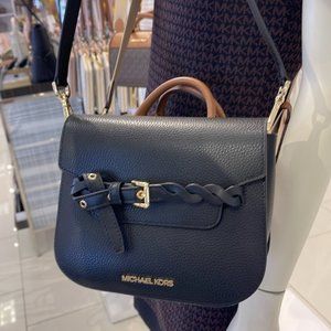 Michael Kors Emilia Small Pebbled Leather Crossbody Bag Black